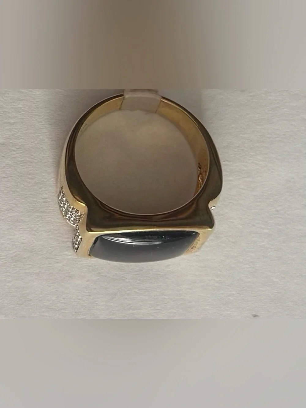 Gold Tone Size 9 Men's Black Onyx Square Seta Signed Ring